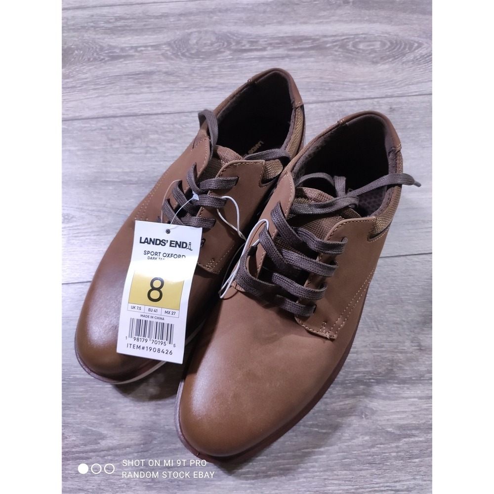 Lands End Shoes Adult Size 8 Brown/White Sport Oxford Casual Dress Shoes Mens